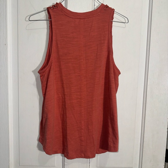 Maurices Women’s Burnt Orange Tank Top Crochet High Neckline Size Small - Picture 2 of 6